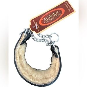 Auburn Leathercrafters Black Leather Shearling Lined Martingale Dog Collar